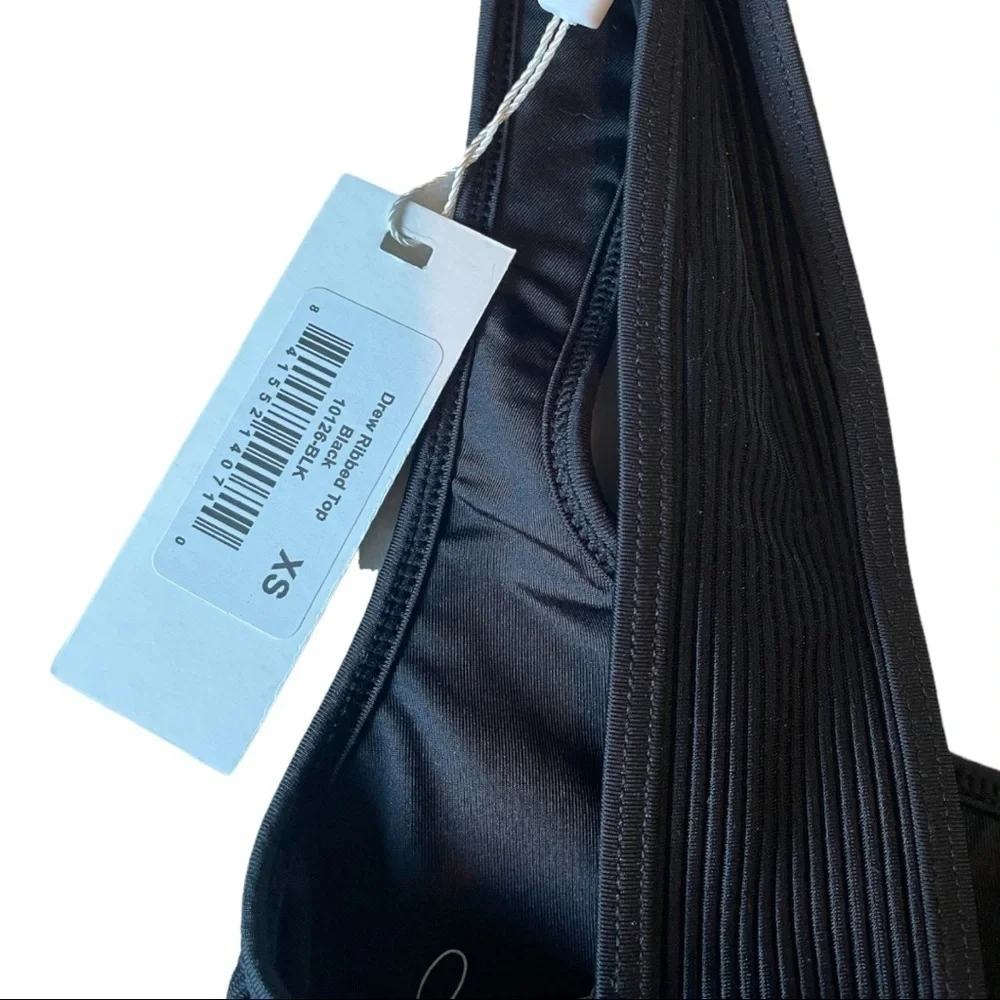 Frankies Bikinis Ribbed Drew Bikini Top XS Black‎